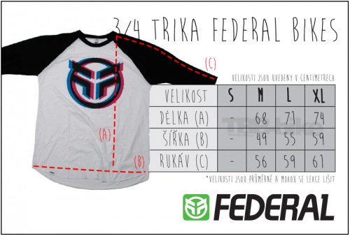 Federal PERRIN 3/4 T-Shirt White/Black